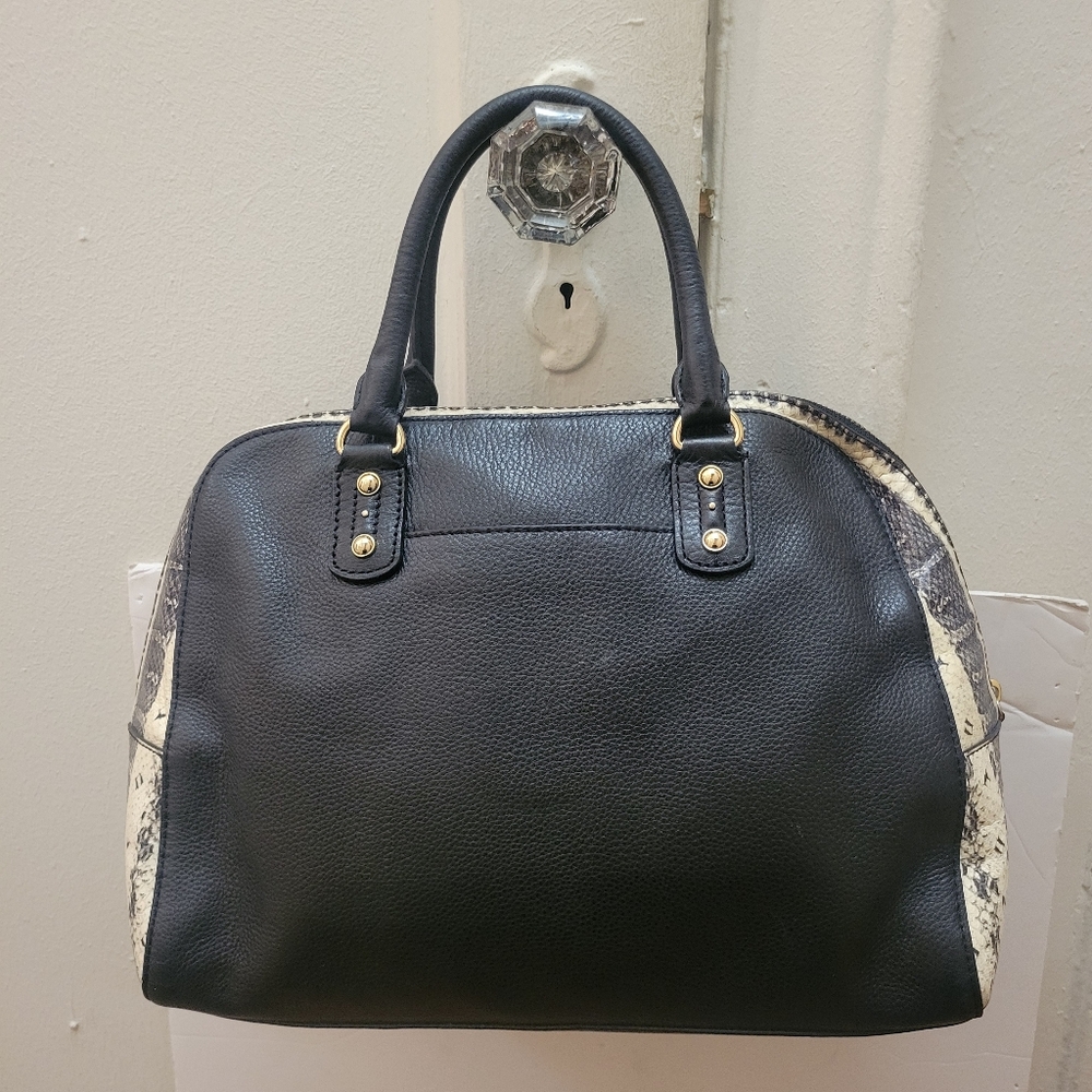 Michael Kors Leather&Faux Python Bowler Bag. Modern Chic Classic Everyday Luxury - Picture 2 of 7